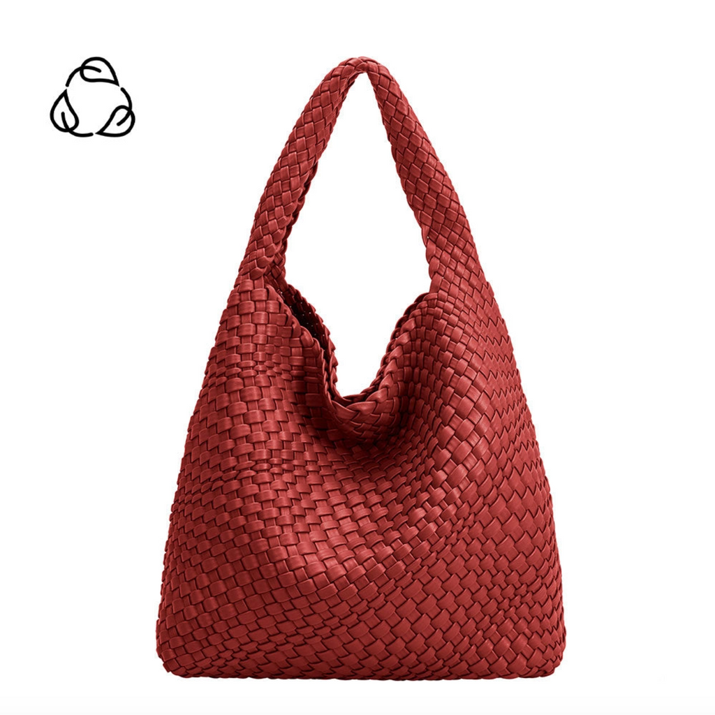 Johanna Red Woven Recycled Vegan Leather Hobo Bag from Melie Bianco