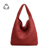 Johanna Red Woven Recycled Vegan Leather Hobo Bag from Melie Bianco