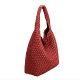 Johanna Red Woven Recycled Vegan Leather Hobo Bag from Melie Bianco