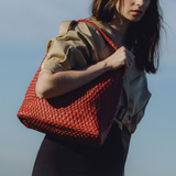 Johanna Red Woven Recycled Vegan Leather Hobo Bag from Melie Bianco