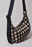 Medium Nylon Crescent Bag in Blurred Gingham Brown from BAGGU