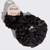 Recycled Fabric Ruffle Scrunchie in Black from KITSCH