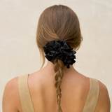 Recycled Fabric Ruffle Scrunchie in Black from KITSCH