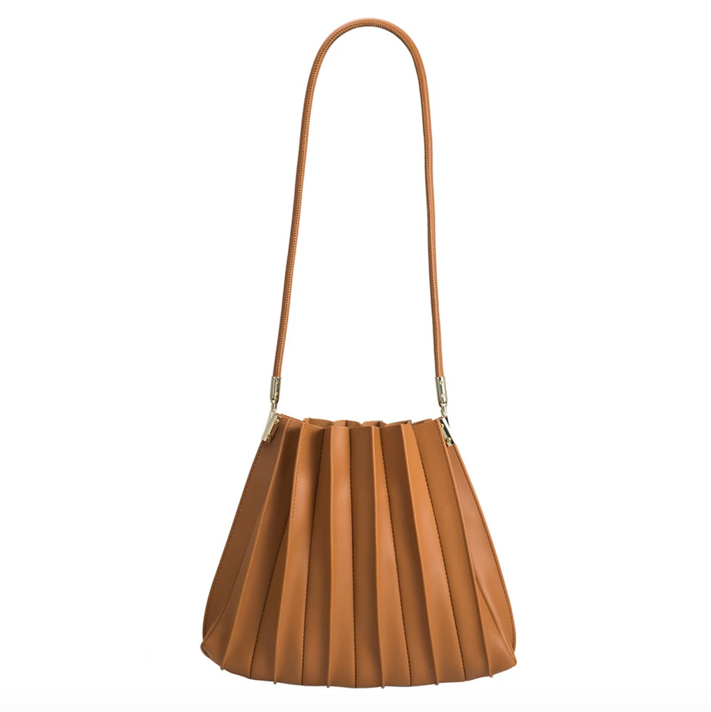 Carrie Tan Pleated Vegan Leather Shoulder Bag from Melie Bianco