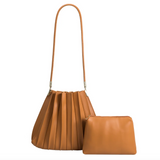 Carrie Tan Pleated Vegan Leather Shoulder Bag from Melie Bianco
