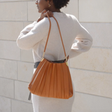 Carrie Tan Pleated Vegan Leather Shoulder Bag from Melie Bianco