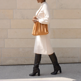 Carrie Tan Pleated Vegan Leather Shoulder Bag from Melie Bianco