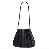 Carrie Black Pleated Vegan Leather Shoulder Bag from Melie Bianco