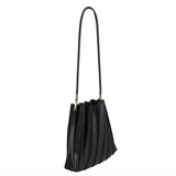 Carrie Black Pleated Vegan Leather Shoulder Bag from Melie Bianco