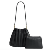 Carrie Black Pleated Vegan Leather Shoulder Bag from Melie Bianco