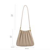 Carrie Black Pleated Vegan Leather Shoulder Bag from Melie Bianco