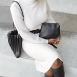 Carrie Black Pleated Vegan Leather Shoulder Bag from Melie Bianco