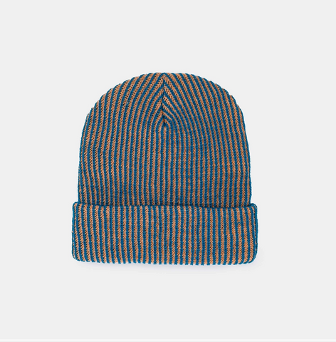 Rib Knit Beanie in Teal/ Peach from Verloop
