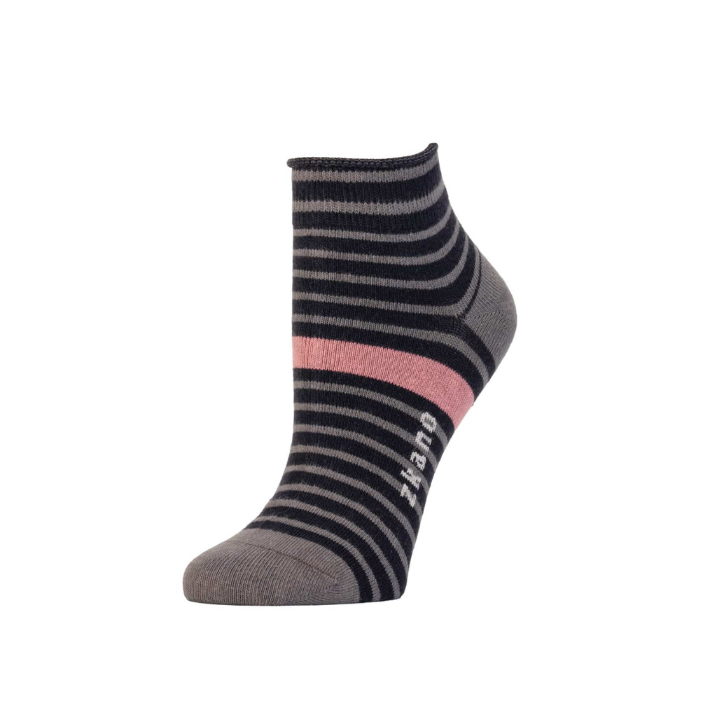 Women's Rosette Organic Cotton Anklet Socks in Black from Zkano