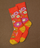 Women's Autumn Blooms Organic Cotton Crew Socks in Garnet from Zkano