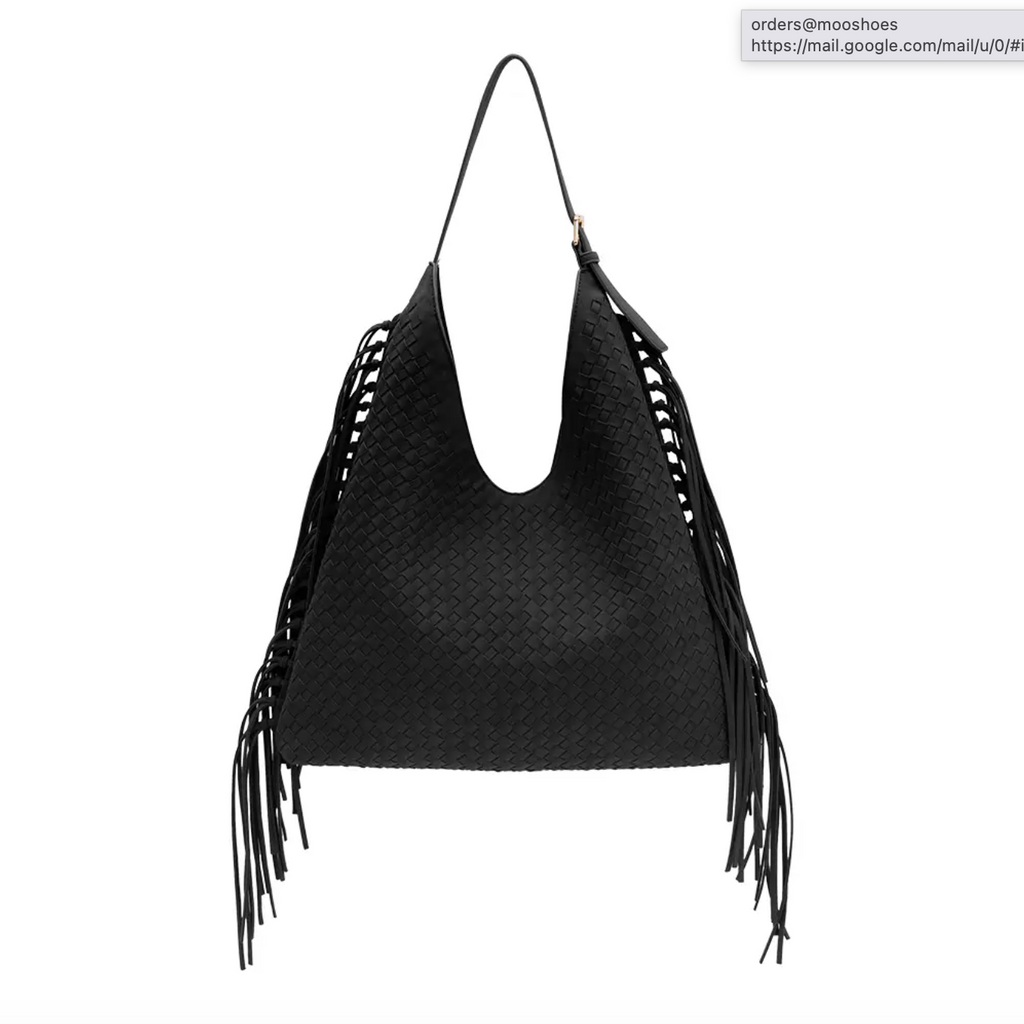 Brynlee Black Vegan Suede Tote Bag In Black from Melie Bianco