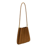 Carrie Camel Pleated Vegan Suede Shoulder Bag from Melie Bianco