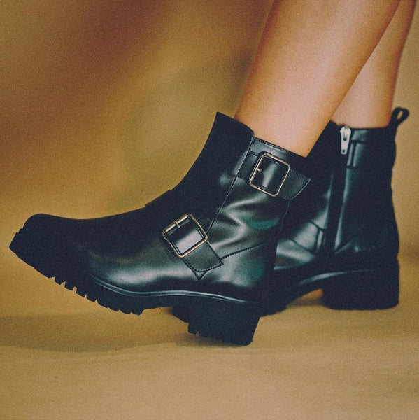 Moto Buckle Boot in Black from Bhava