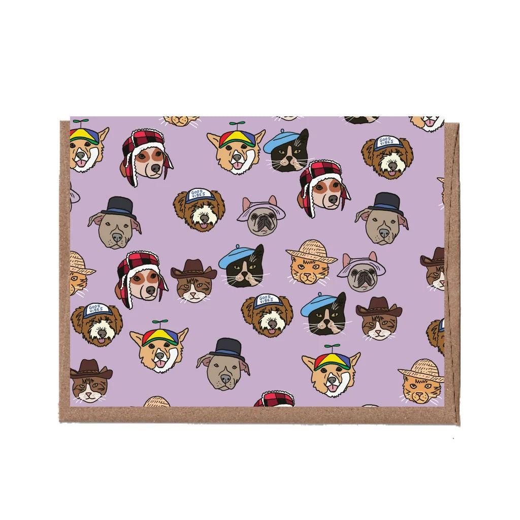 Pets With Hats Greeting Card from La Familia Green