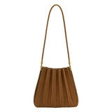Carrie Camel Pleated Vegan Suede Shoulder Bag from Melie Bianco