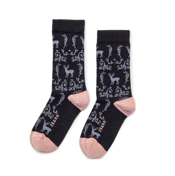 Deer Toile Socks in Black from Zkano