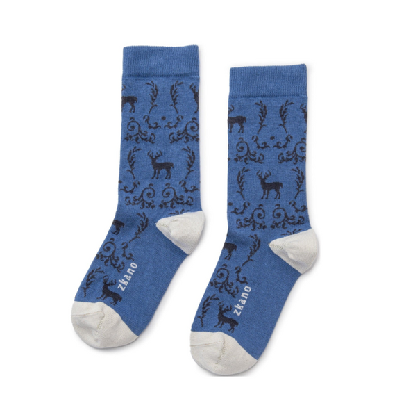 Deer Toile Socks in Cornflower from Zkano