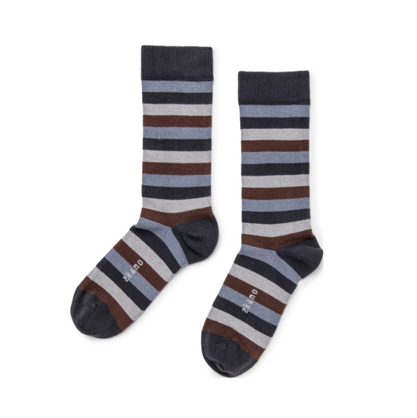 Even Stripe Socks in Charcoal from Zkano