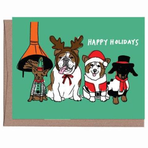 Vintage Dogs Christmas Greeting Card - Box of 6 from La Familia Green