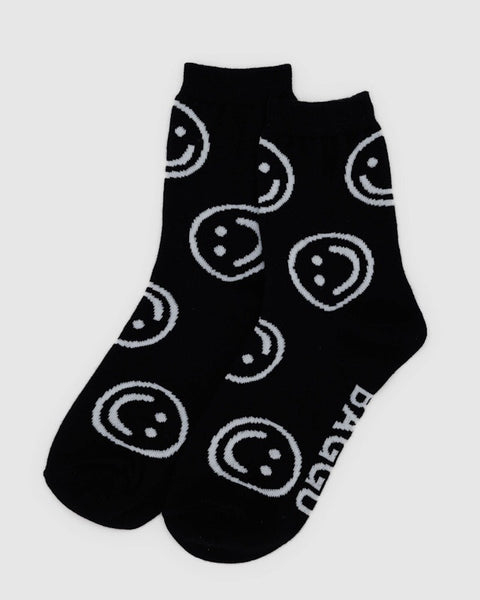 Black Happy Crew Socks from BAGGU