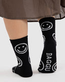 Black Happy Crew Socks from BAGGU