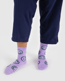 Lavender Happy Crew Socks from BAGGU