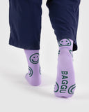 Lavender Happy Crew Socks from BAGGU