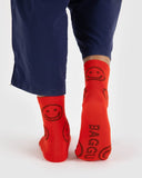 Red Happy Crew Socks from BAGGU