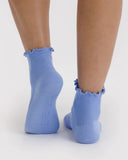 Lettuce Edge Socks Set of 2 in Light Blue & Red from BAGGU