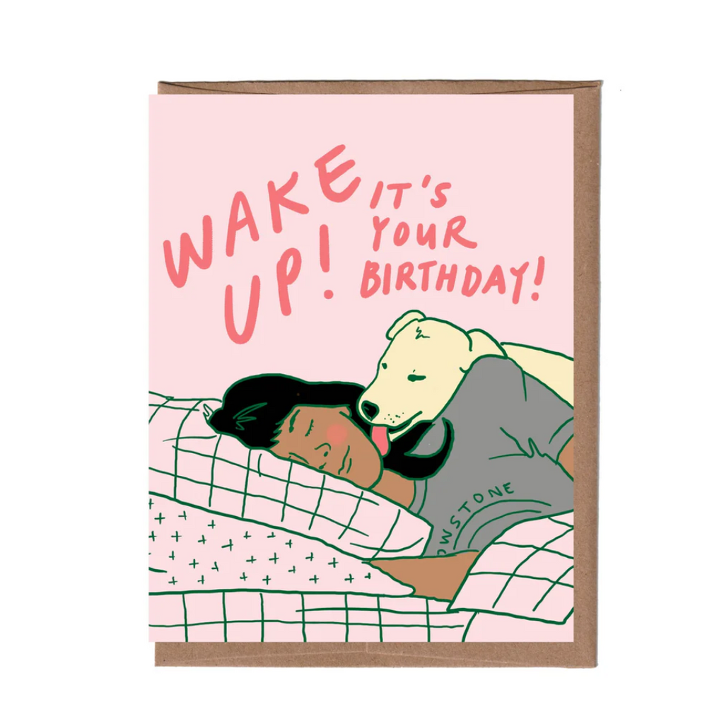 Wake Up Dog Birthday Card from La Familia Green