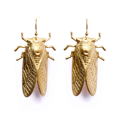 Golden Cicada Earrings from Collarbone Jewelry