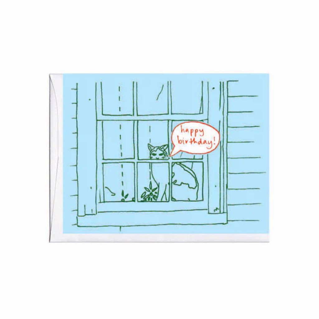 Cat In Window Birthday Card from La Familia Green