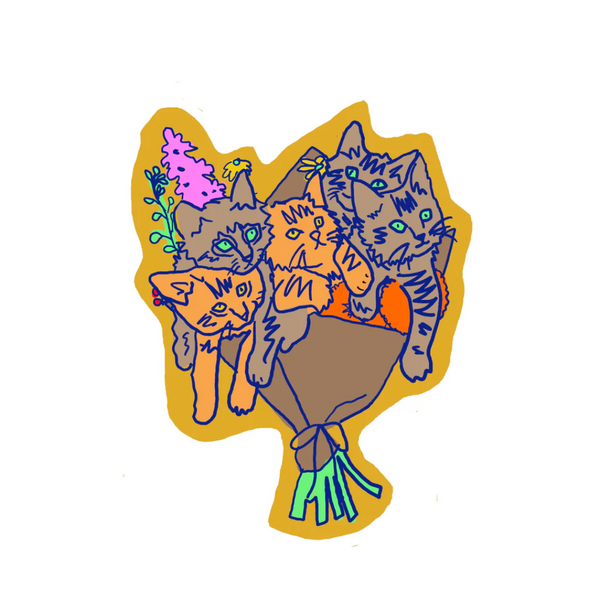 Cat Bouquet Sticker from La Familia Green