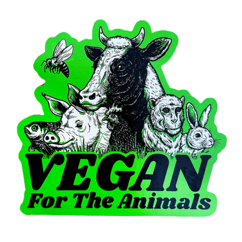 Vegan For The Animals Green Sticker from Compassion Co.