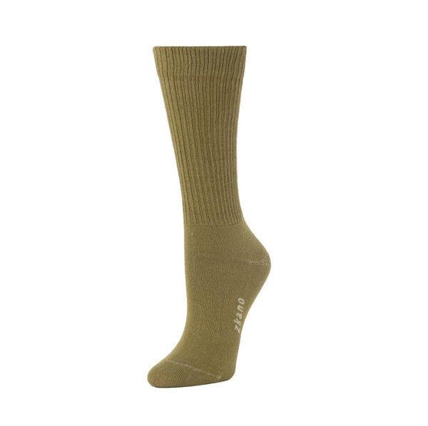 Women's Ribbed Knit Crew in Olivine from Zkano