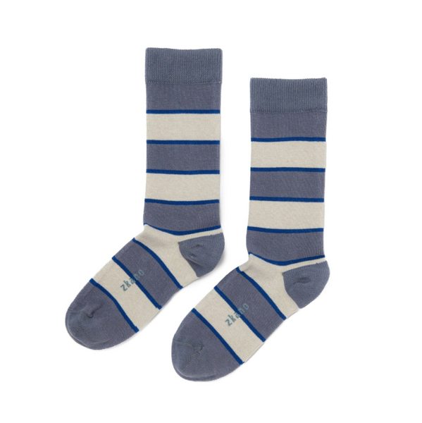 Rugby Stripe Crew Socks in Steel from Zkano