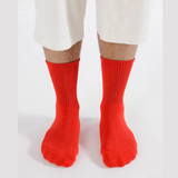 Ribbed Crew Socks in Red from BAGGU