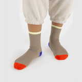 Ribbed Knit Crew Socks in Dove from BAGGU