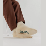 Ribbed Crew Socks in Ecru from BAGGU