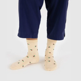 Cream Rosette Crew Socks from BAGGU