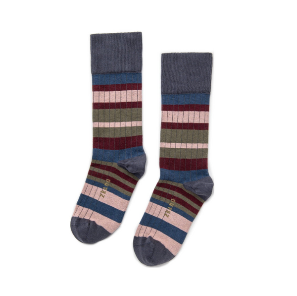 Sweater Stripe Socks in Indigo from Zkano