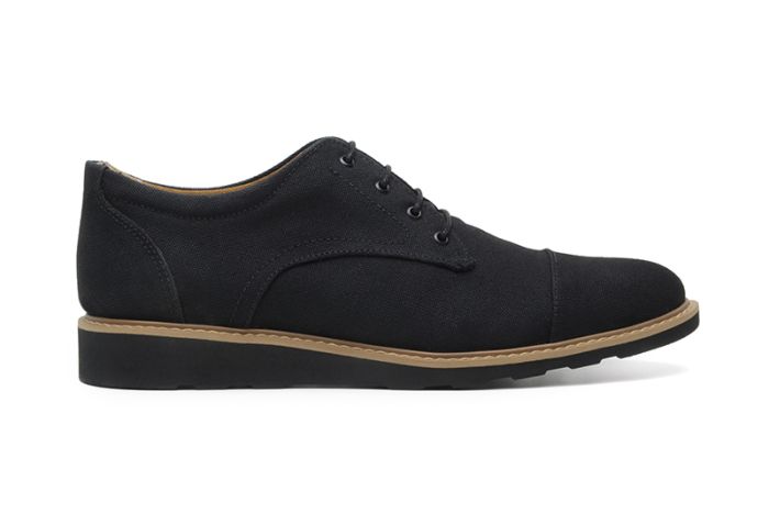Victor Oxford in Black Canvas from Ahimsa (Wide Width) MooShoes Victor Oxford in Black Canvas from Ahimsa (Wide Width) MooShoes
