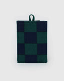 Snap Wallet in Navy Green Check Recycled Nylon from BAGGU