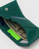 Snap Wallet in Navy Green Check Recycled Nylon from BAGGU