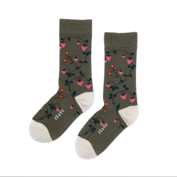 Wild Strawberries Socks in Olive from Zkano